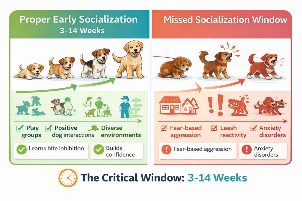 Raising a well-adjusted dog begins during puppyhood's narrow socialization window, a brief period when experiences shape lifelong behavioral patterns. Between 3 and 14 weeks of age, your puppy's brain remains remarkably receptive to new experiences, absorbing lessons about social interaction that determine adult temperament. Miss this window, and you risk raising a fearful, reactive dog struggling with basic situations throughout their life. Smart Parke's Laguna Woods facility provides expert-supervised puppy play groups designed specifically for this critical developmental stage. With 23,000 square feet of indoor and outdoor space, trained staff monitoring every interaction, and carefully matched playgroups based on size and temperament, your puppy learns essential social skills in controlled environments. Schedule your puppy's evaluation at Laguna Woods and give them the behavioral foundation that lasts a lifetime. Why Puppy Play Groups Matter for Your New Best Friend Puppy socialization represents one of the most important investments you'll make in your dog's future. Proper socialization creates positive experiences during neurologically distinct periods when their brains remain maximally receptive to learning. Puppies learn to communicate through body language, build confidence through successful interactions, and develop emotional resilience through guided experiences with compatible peers. Dogs denied proper early experiences develop fear-based behaviors, anxiety around unfamiliar dogs or people, reactivity on leash, and aggression rooted in insecurity. These issues become exponentially harder to address in adult dogs, often requiring extensive behavioral rehabilitation that early socialization would have prevented. The difference between a confident, friendly adult dog and a fearful, reactive one traces directly back to experiences during this critical window. Understanding the Critical Socialization Window Canine behavioral science identifies specific developmental periods when puppies' brains undergo rapid neural development, creating windows of opportunity for learning that never fully reopen. The most critical period occurs between 3 and 14 weeks of age. The 3-14 Week Golden Period During this narrow window, puppies function "like sponges," absorbing lessons about social interaction with lasting impact. Their brains remain in heightened neuroplasticity, forming neural pathways and behavioral patterns more readily than at any other life stage. Positive experiences during this period create confident, adaptable adults capable of handling new situations throughout their lives. Puppies learning that new dogs, people, and environments are safe during these critical weeks maintain lower baseline stress throughout their lives, translating to calmer, more confident adult behavior. Research shows that the quality of experiences during this period predicts adult temperament more reliably than genetics, training, or later life experiences combined. What Happens During This Phase During the socialization stage, puppies learn bite inhibition through feedback from playmates who yelp and disengage after too-rough play. They master communication cues by observing how other dogs signal intentions through body posture, tail position, and facial expressions. Play boundaries emerge as puppies discover which behaviors lead to continued interaction versus social withdrawal. Puppies exposed to positive, controlled experiences develop neural pathways supporting emotional regulation and stress management. They learn that unfamiliar situations can be navigated successfully, that initial uncertainty often resolves into positive outcomes, and that social interaction brings joy rather than threat. The Cost of Missing This Window Puppies who don't receive adequate socialization often develop fear-based behaviors and anxiety requiring extensive behavior modification as adults. These problems prove significantly harder to fix than to prevent because neural pathways supporting fearful responses become deeply ingrained once the critical window closes. Missing this window means potential future issues with aggression toward unfamiliar dogs, fearfulness in new environments, reactivity on leash walks, and inability to handle routine situations like veterinary visits. These behavioral problems limit your dog's quality of life while creating stress for owners.